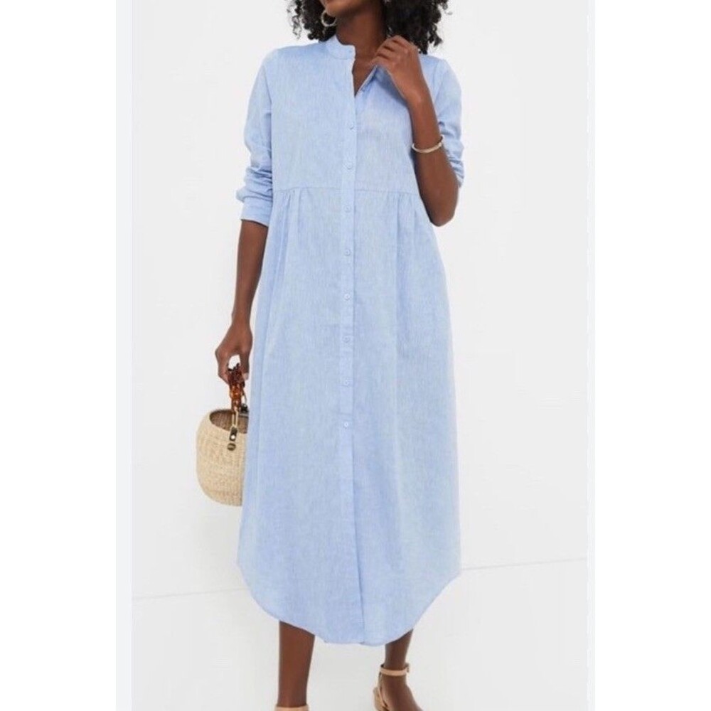 Tuckernuck Pale Blue Button-Front Maxi Shirt Dress